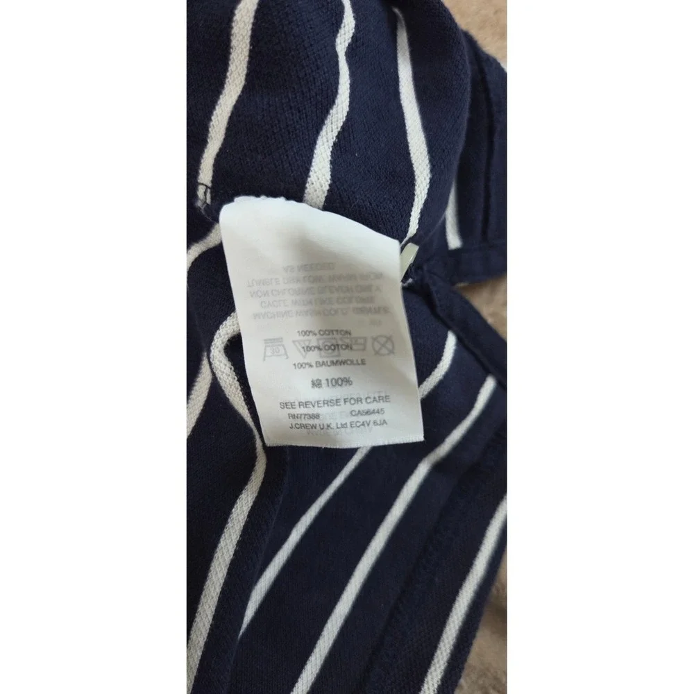 J.Crew Pique Classic Polo Shirts Men's XLT Tall Navy Blue Striped Cotton S/S EUC